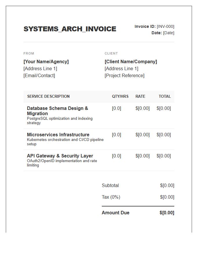 Backend Systems Architecture Invoice Template