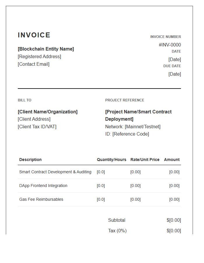 Blockchain Solution Project Invoice Template