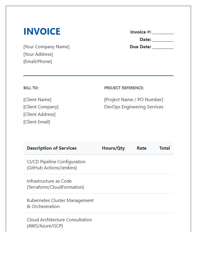 DevOps Technical Services Invoice Template