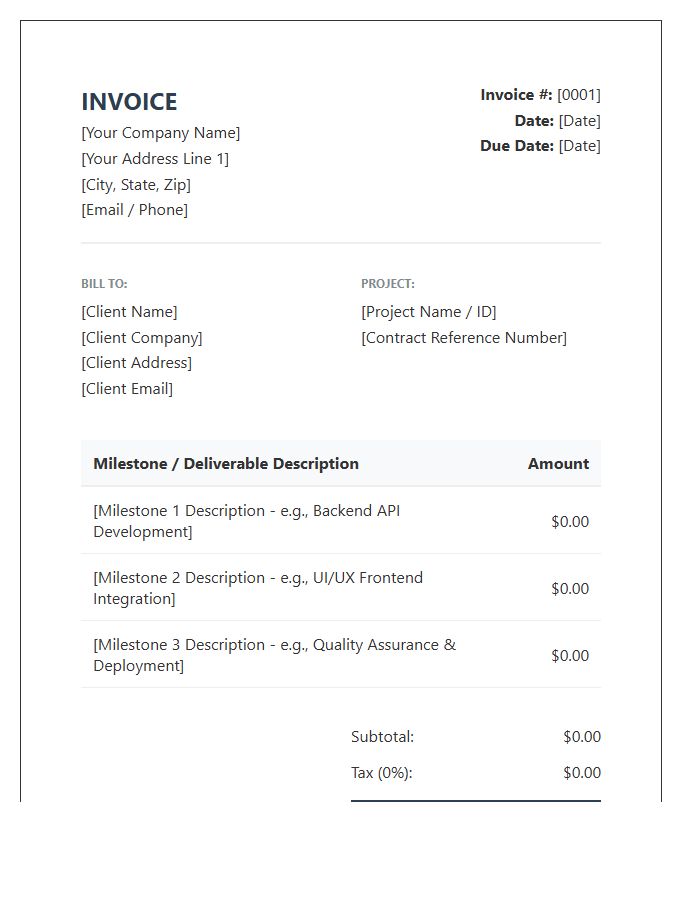 Fixed Price Software Engineering Invoice Template
