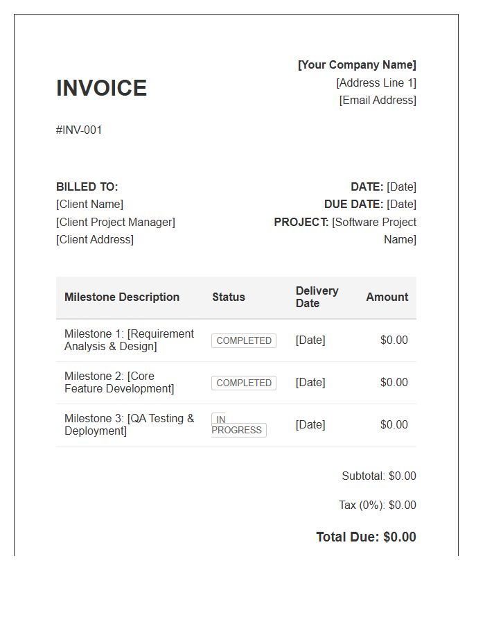 Milestone Based Software Invoice Template