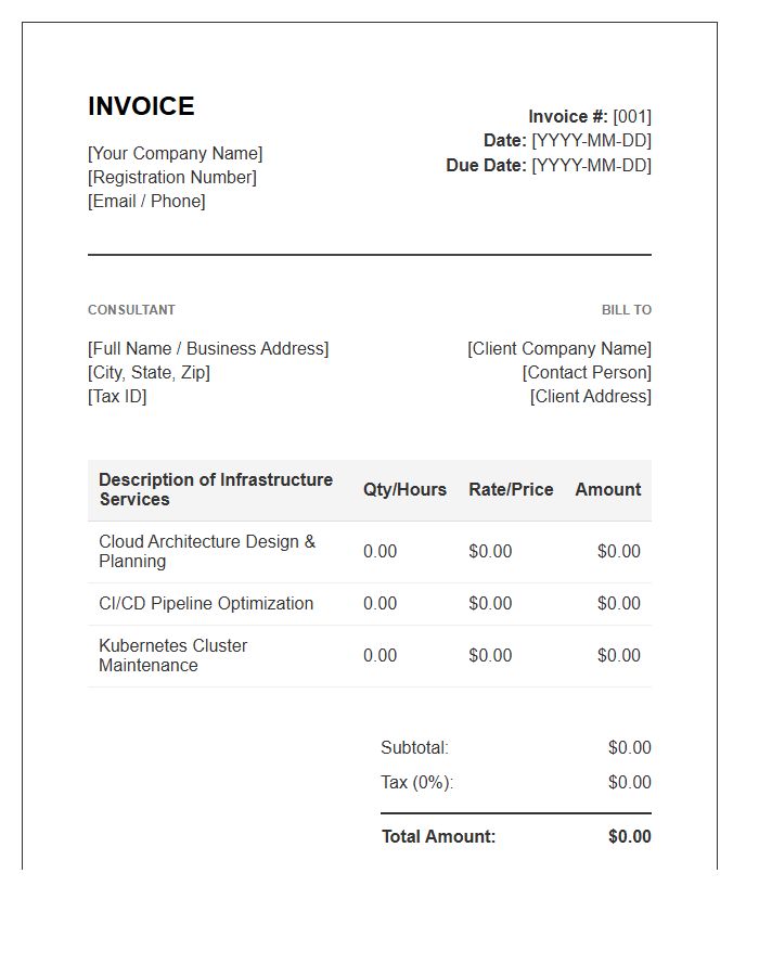 Software Infrastructure Consulting Invoice Template