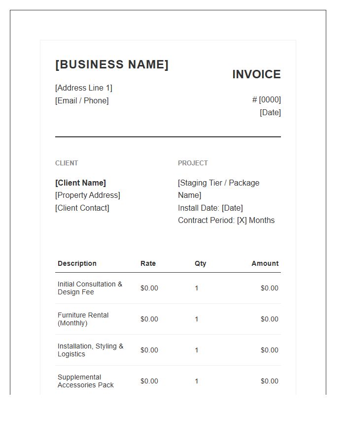 Minimalist Home Staging Professional Invoice Template