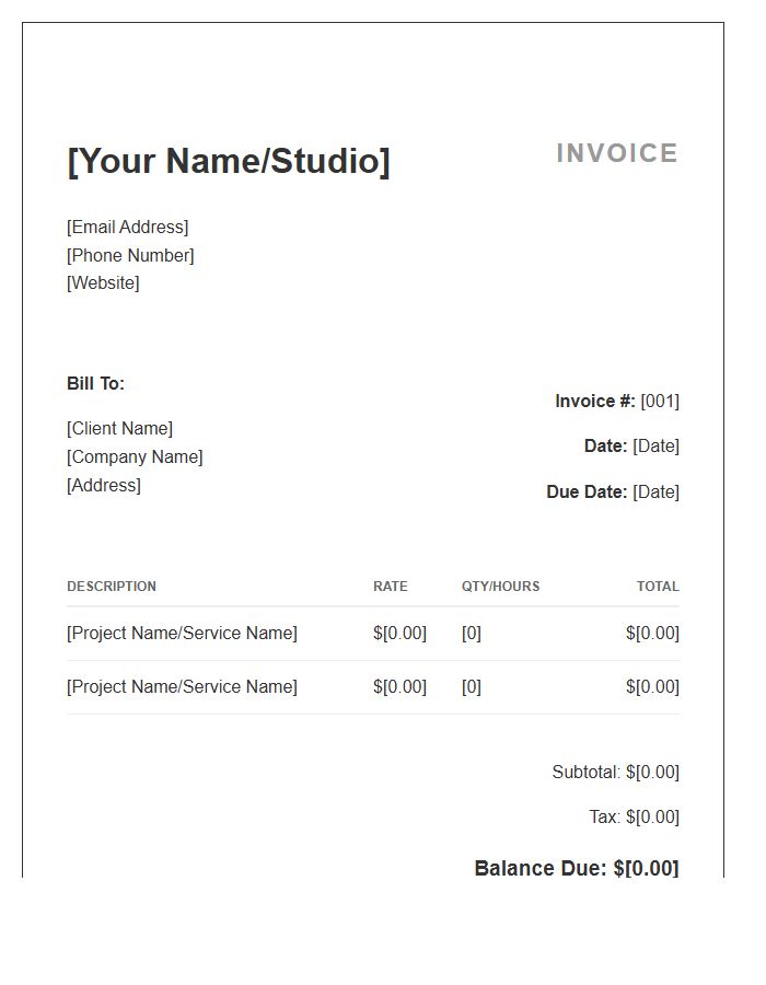 Freelance Copywriting Services Invoice Template