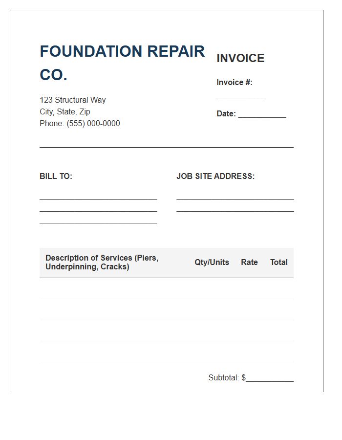 Foundation Repair Contractor Invoice Template