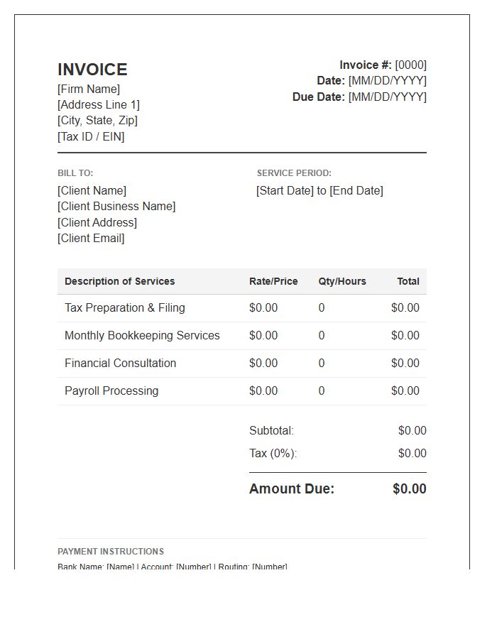 Accounting Service Invoice Template