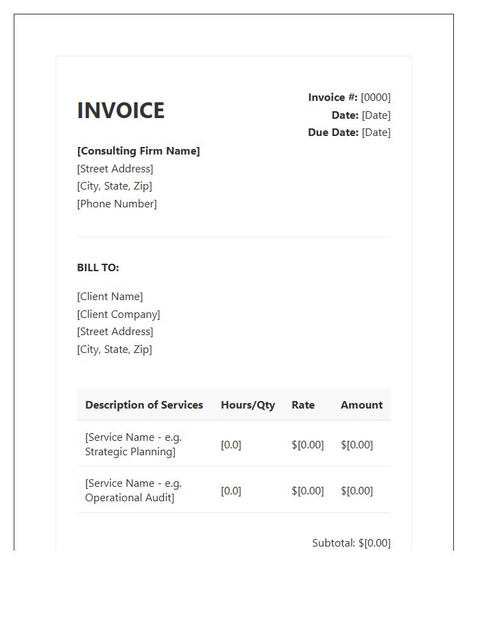 Business Consulting Service Invoice Template