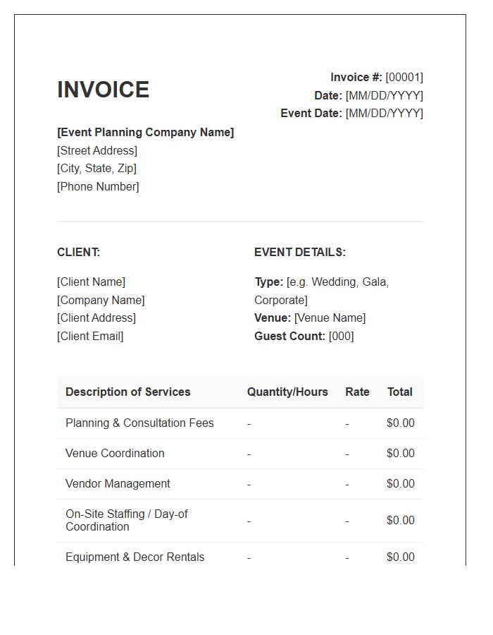 Event Planning Service Invoice Template