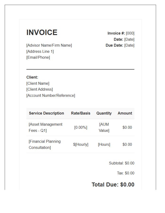 Financial Advisor Service Invoice Template