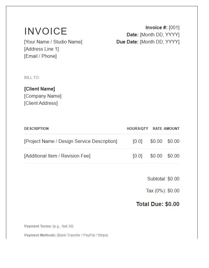 Freelance Graphic Design Invoice Template