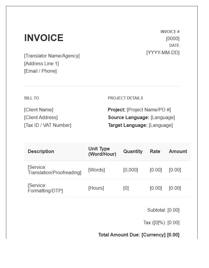 Translation Service Invoice Template