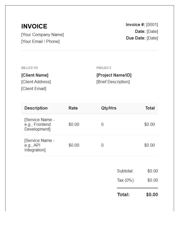 Web Development Service Invoice Template