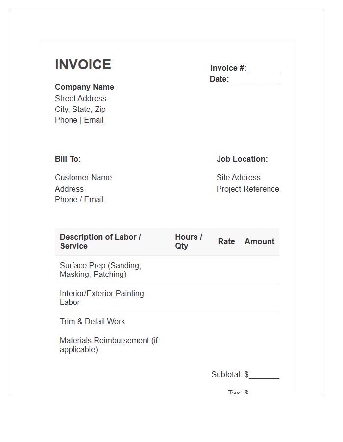 Painting Labor Invoice Template