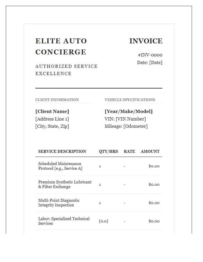 Luxury Car Service Center Invoice Template