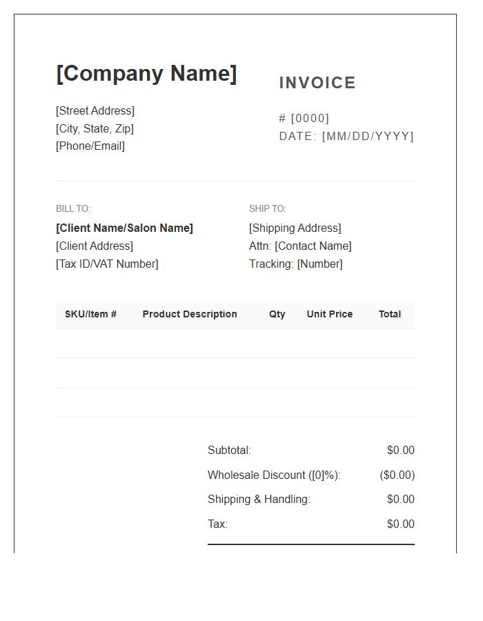 Wholesale Beauty Product Supply Invoice Template