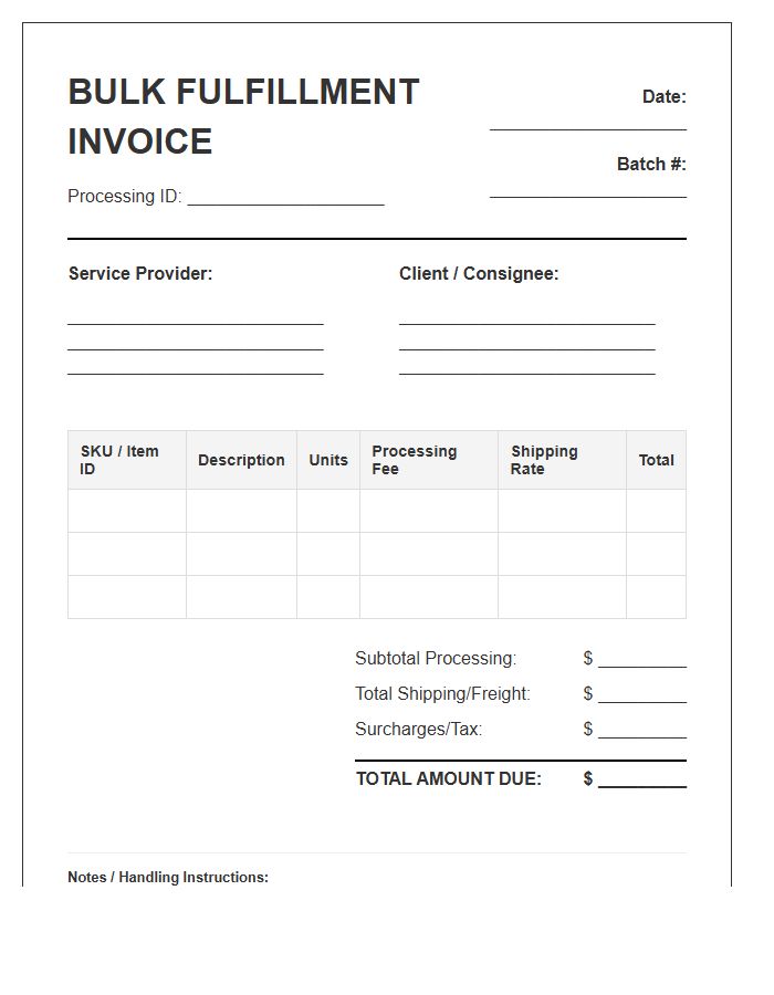 Bulk Order Fulfillment Processing Invoice Template