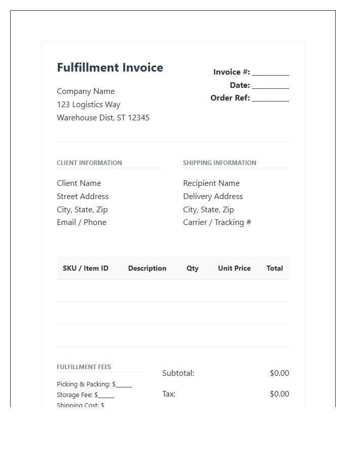 Inventory Management And Fulfillment Invoice Template