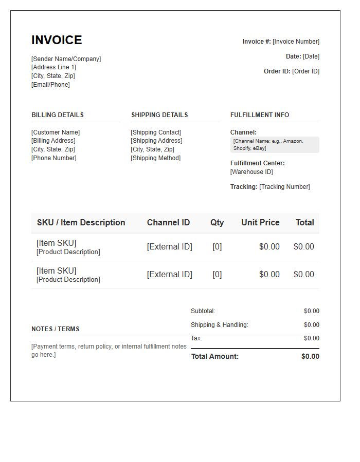 Multi Channel Order Fulfillment Invoice Template