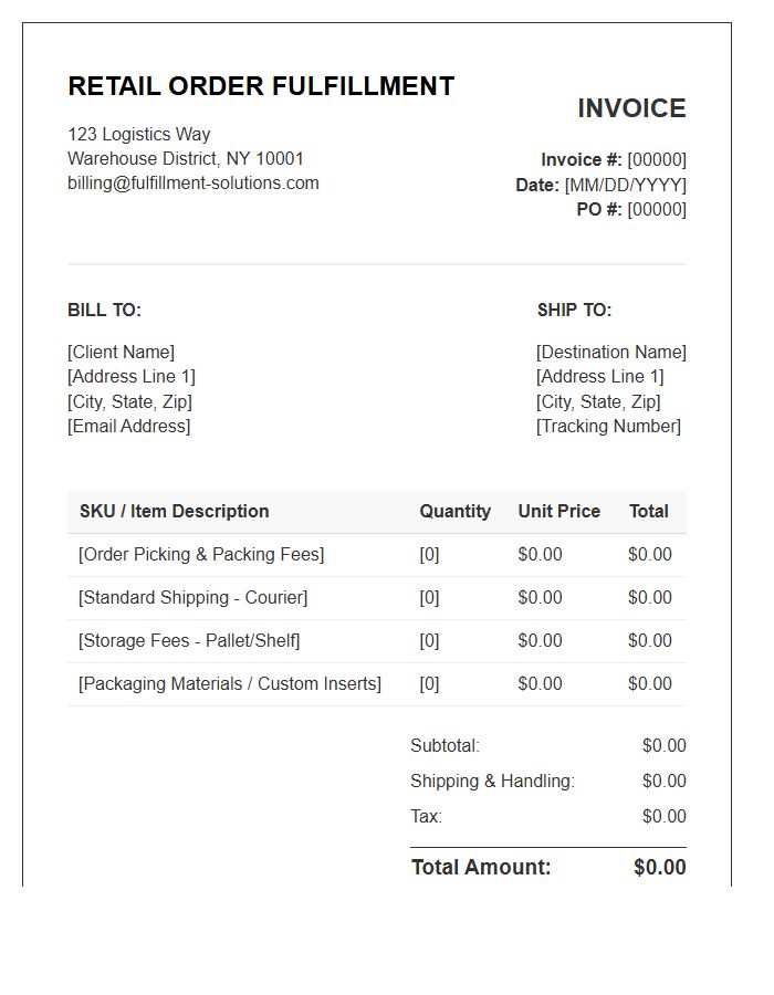 Retail Order Fulfillment Solutions Invoice Template
