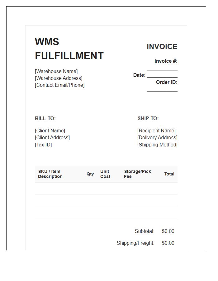 Warehouse Management System Fulfillment Invoice Template