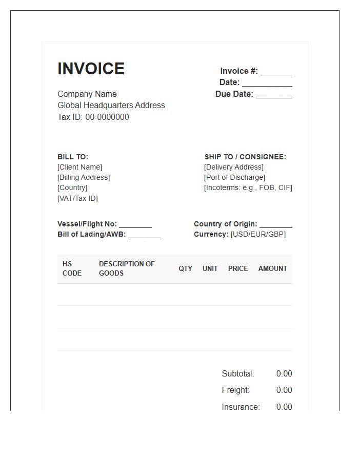 Global Supply Chain Invoice Template