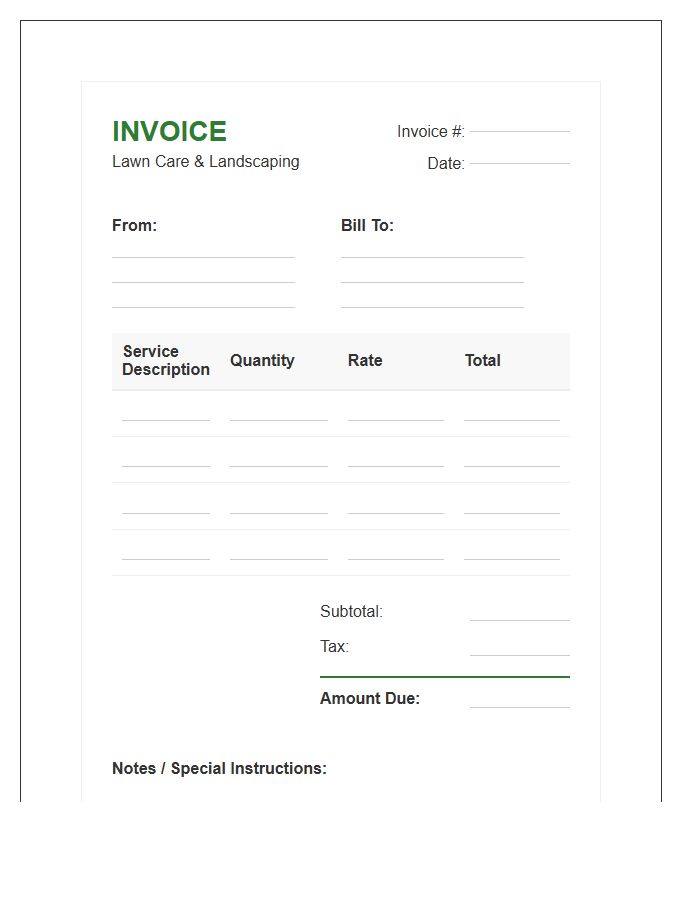 Lawn Care Service Invoice Template