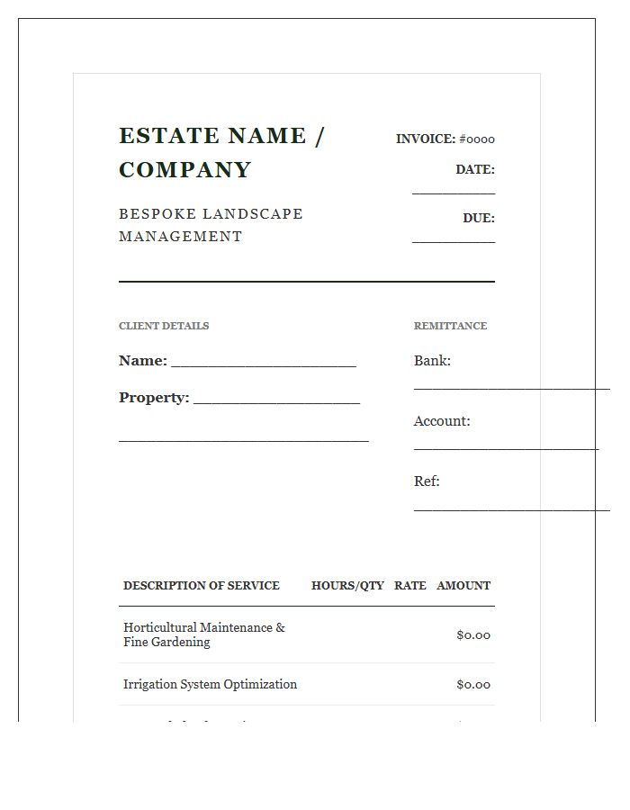 Luxury Estate Landscaping Invoice Template