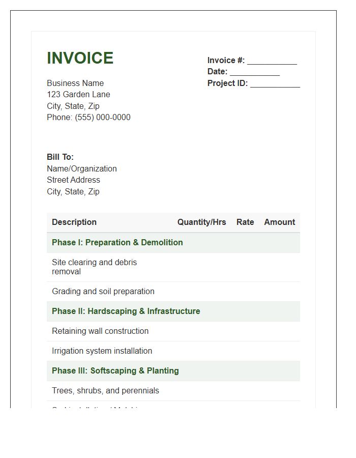 Multi Phase Landscaping Invoice Template
