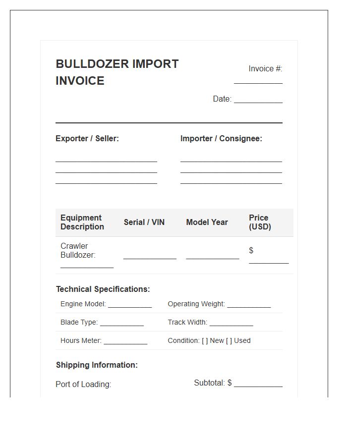 Bulldozer Import Transaction Invoice Template