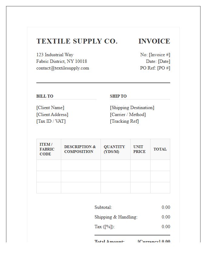 Formal Textile Supply Invoice Template
