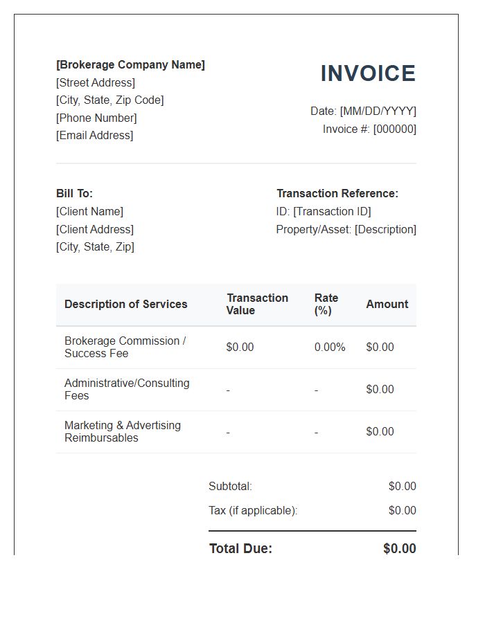 Brokerage Fee Billing Invoice Template