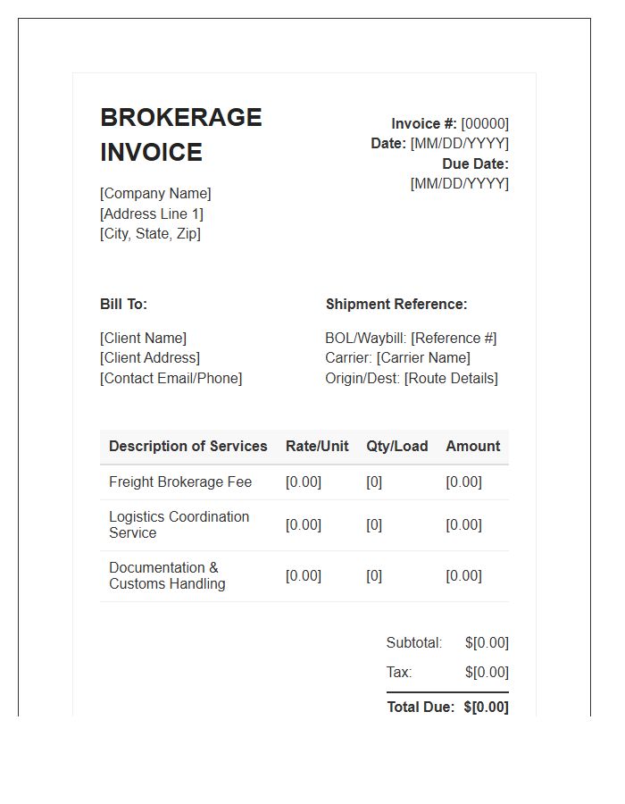 Supply Chain Brokerage Fee Invoice Template