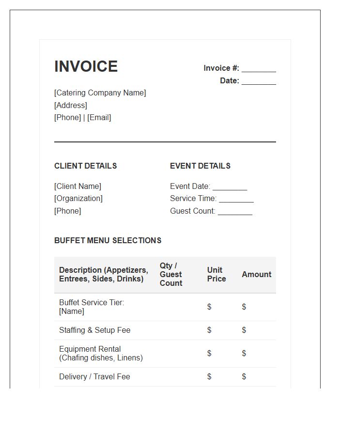 Buffet Style Catering Invoice Template