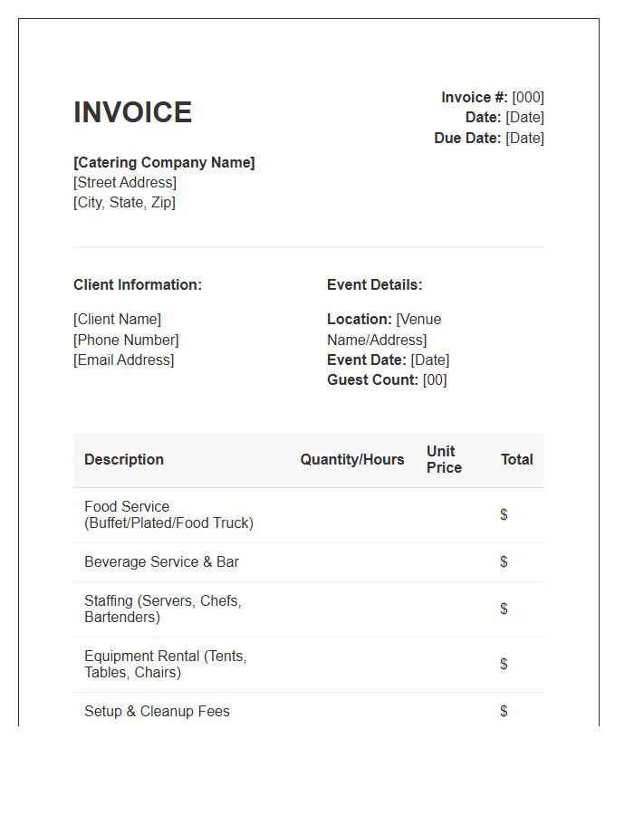 Outdoor Event Catering Invoice Template