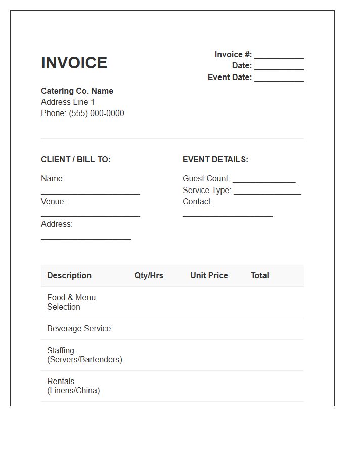 Party Catering Service Invoice Template