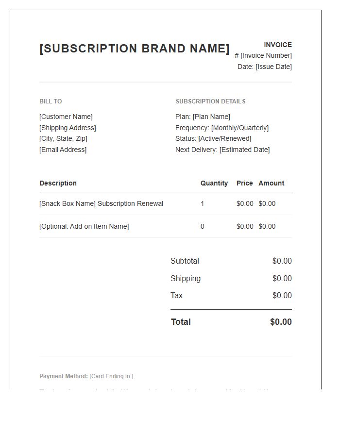 Curated Snack Subscription Invoice Template