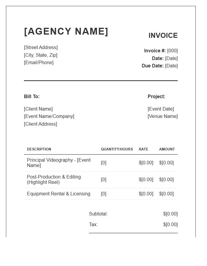 Event Videography Agency Invoice Template