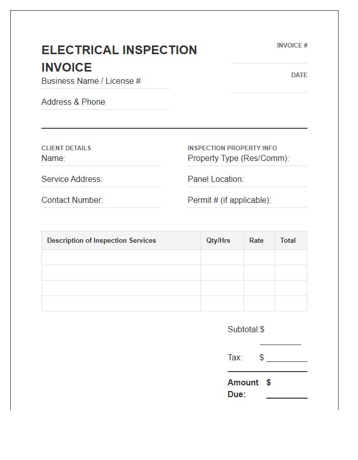 Electrical Inspection Service Invoice Template
