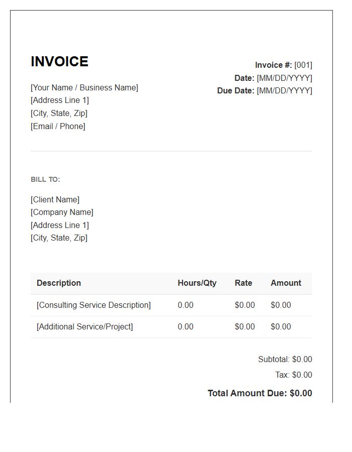 Consultant Independent Contractor Invoice Template