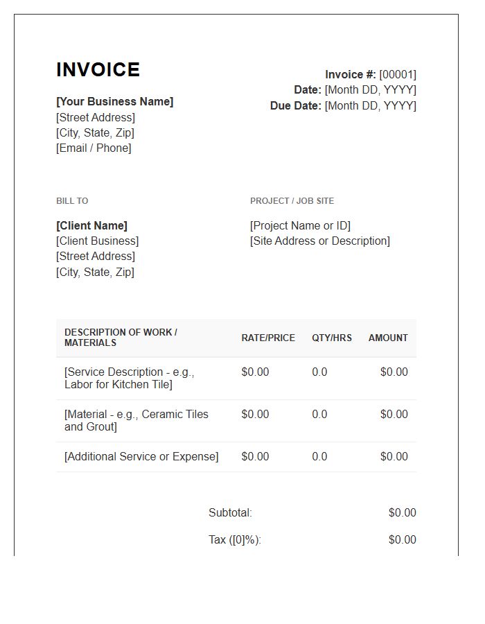 Professional Business Invoice Template For Contractors