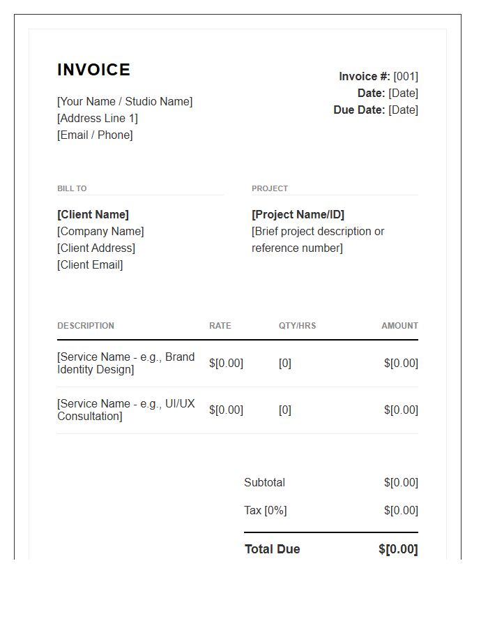 Professional Design Independent Contractor Invoice Template