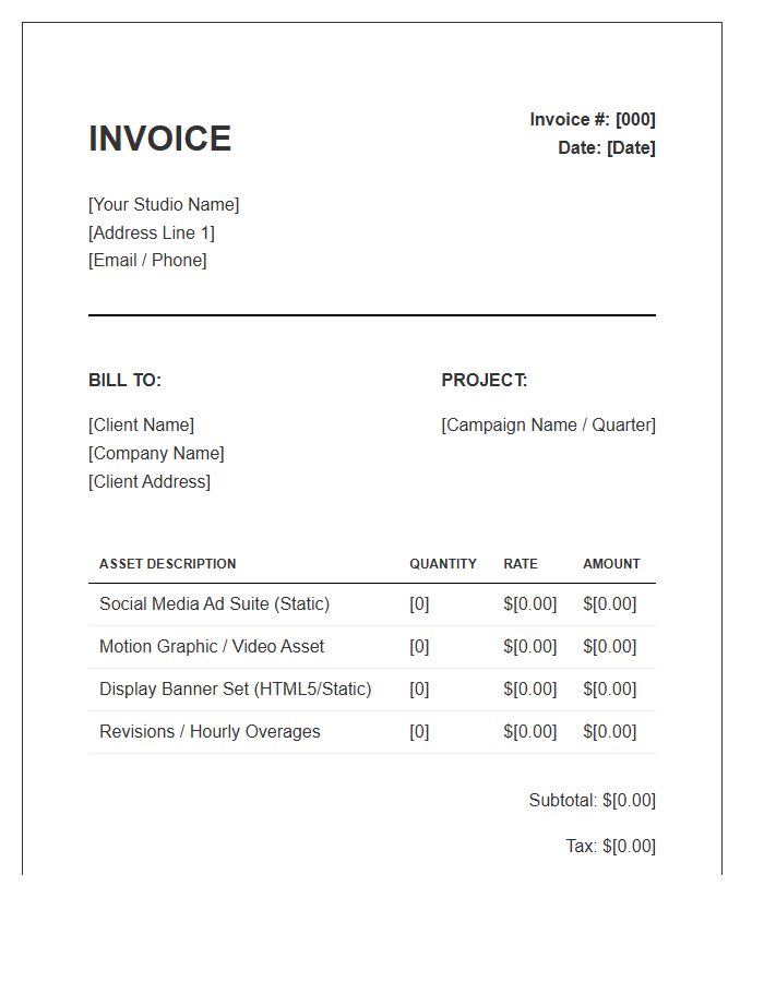 Advertising Asset Design Invoice Template