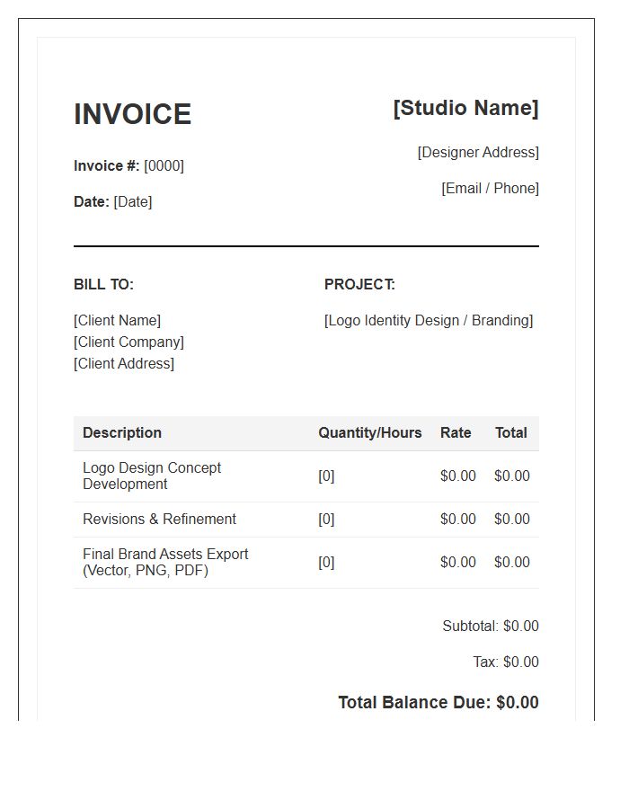 Logo Design Work Invoice Template