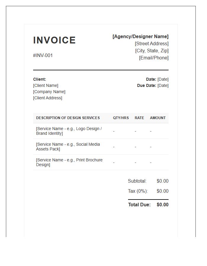 Marketing Material Design Invoice Template