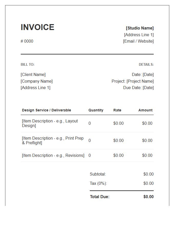 Print Media Design Invoice Template