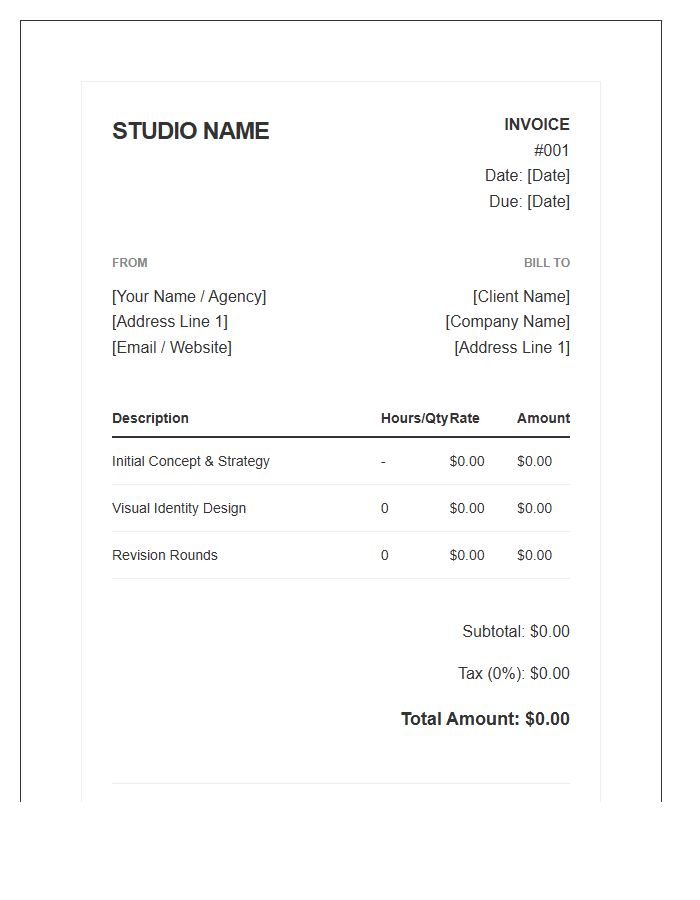 Professional Graphic Design Project Invoice Template