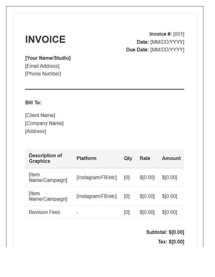 Social Media Graphics Invoice Template