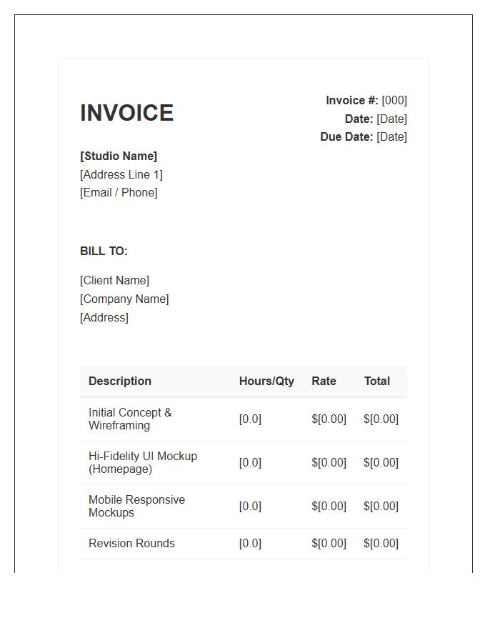 Website Mockup Design Invoice Template