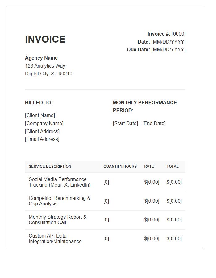 Social Media Analytics Monthly Invoice Template