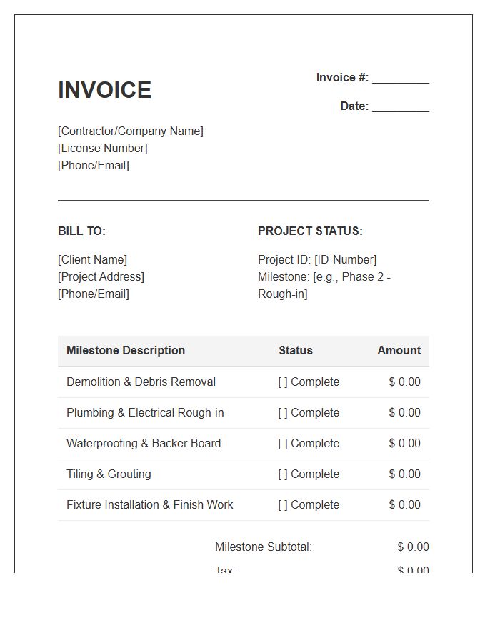 Bathroom Renovation Milestone Invoice Template